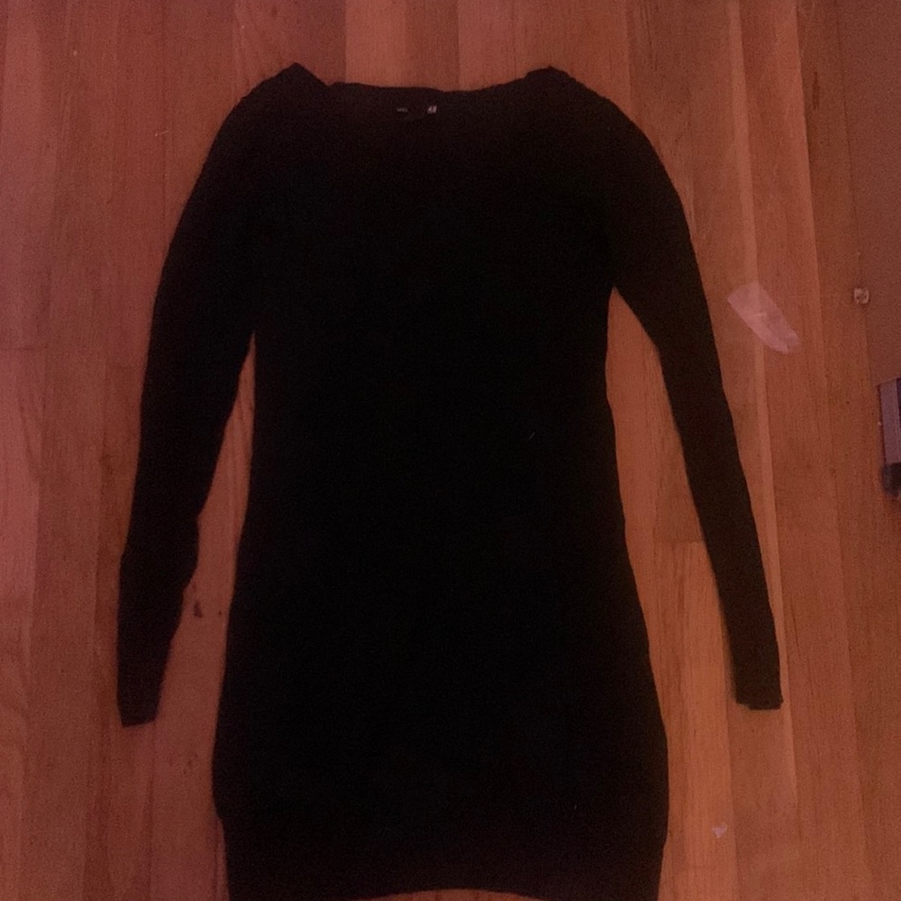 Black h and m tight fit dress low neck